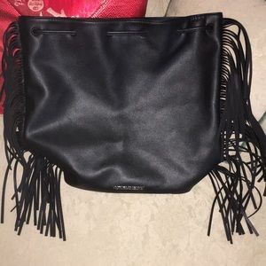 Victoria’s Secret Black Leather Stringed Backpack